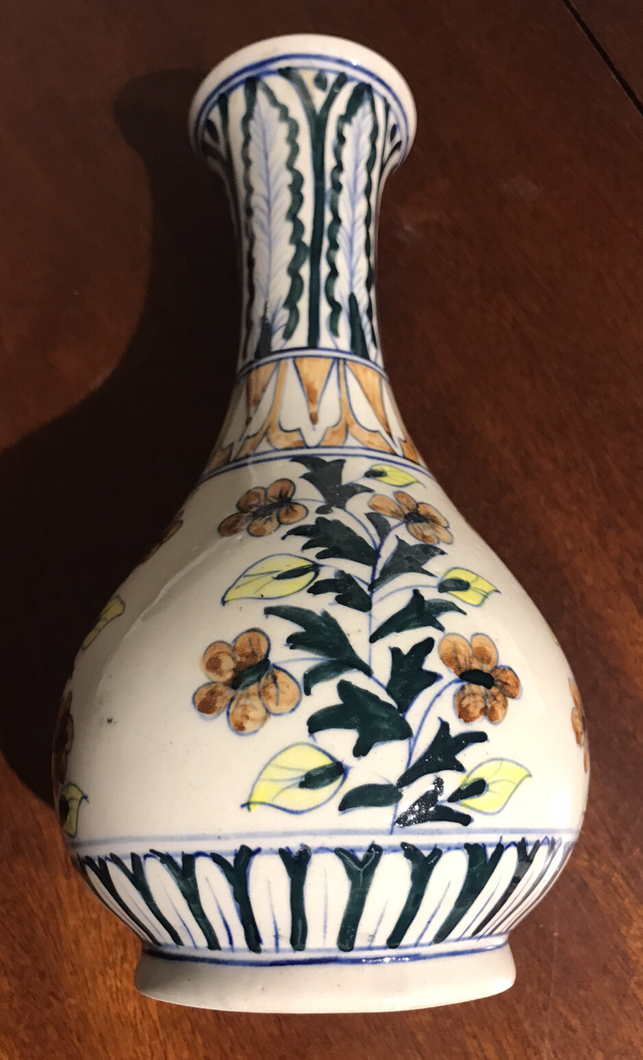 Early 20thc Vintage Moroccan/ Persian Polychrome Pottery Vase
