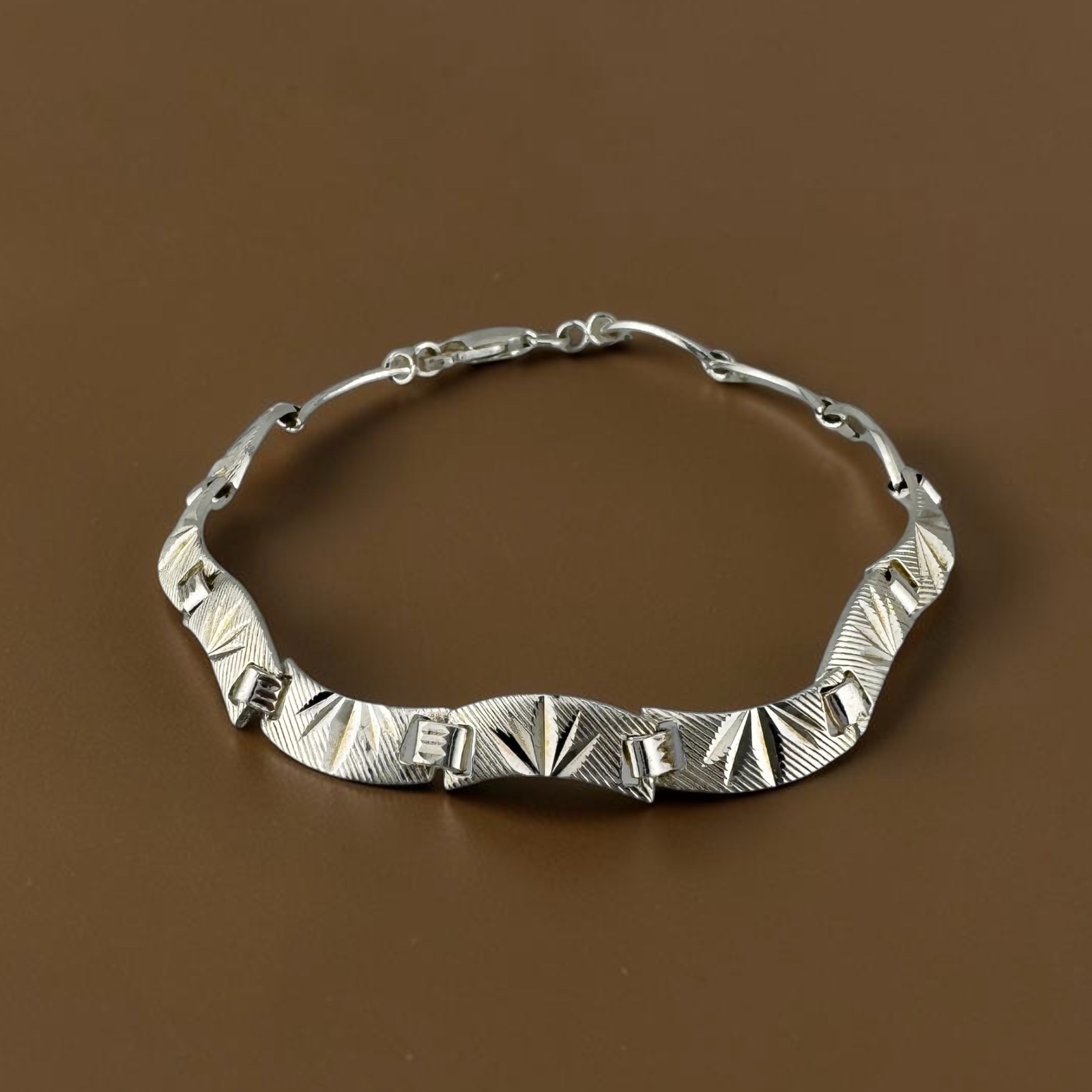 Vintage Sterling Silver Diamond Cut Link Bracelet 8g 5mm 7.25\ Vintage Sterling Silver Diamond Cut Link Bracelet 8g 5mm 7.25\