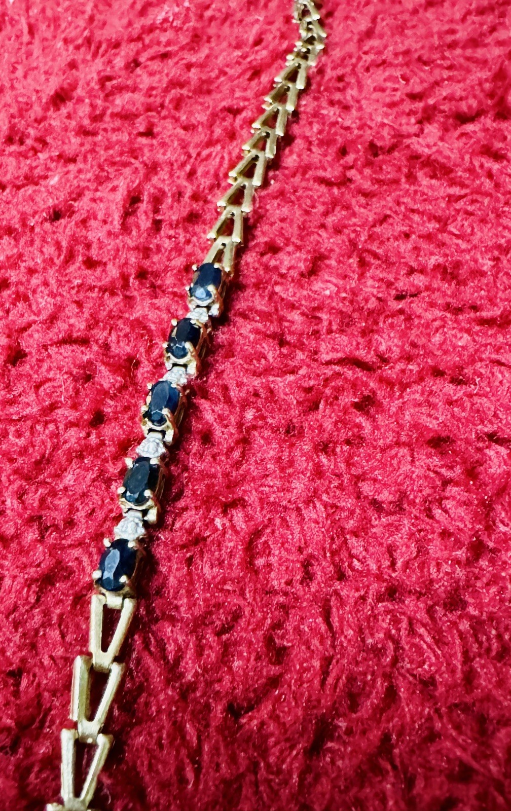 Vintage Women’s 10k Yellow Gold Sapphire Tennis Bracelet Fine Antique Jewelry 
