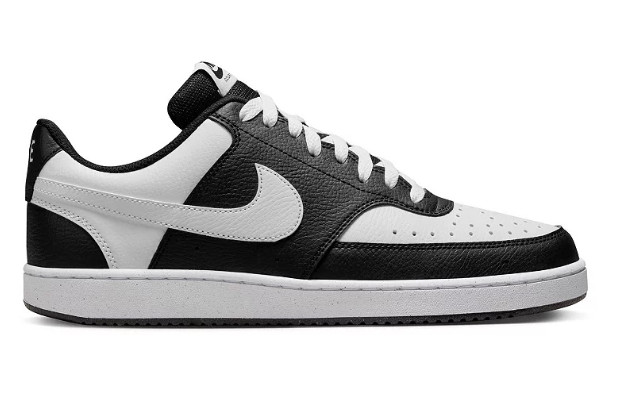 Nike Men's Court Vision Low Black White Synthetic Leather Sneakers - Style HM986