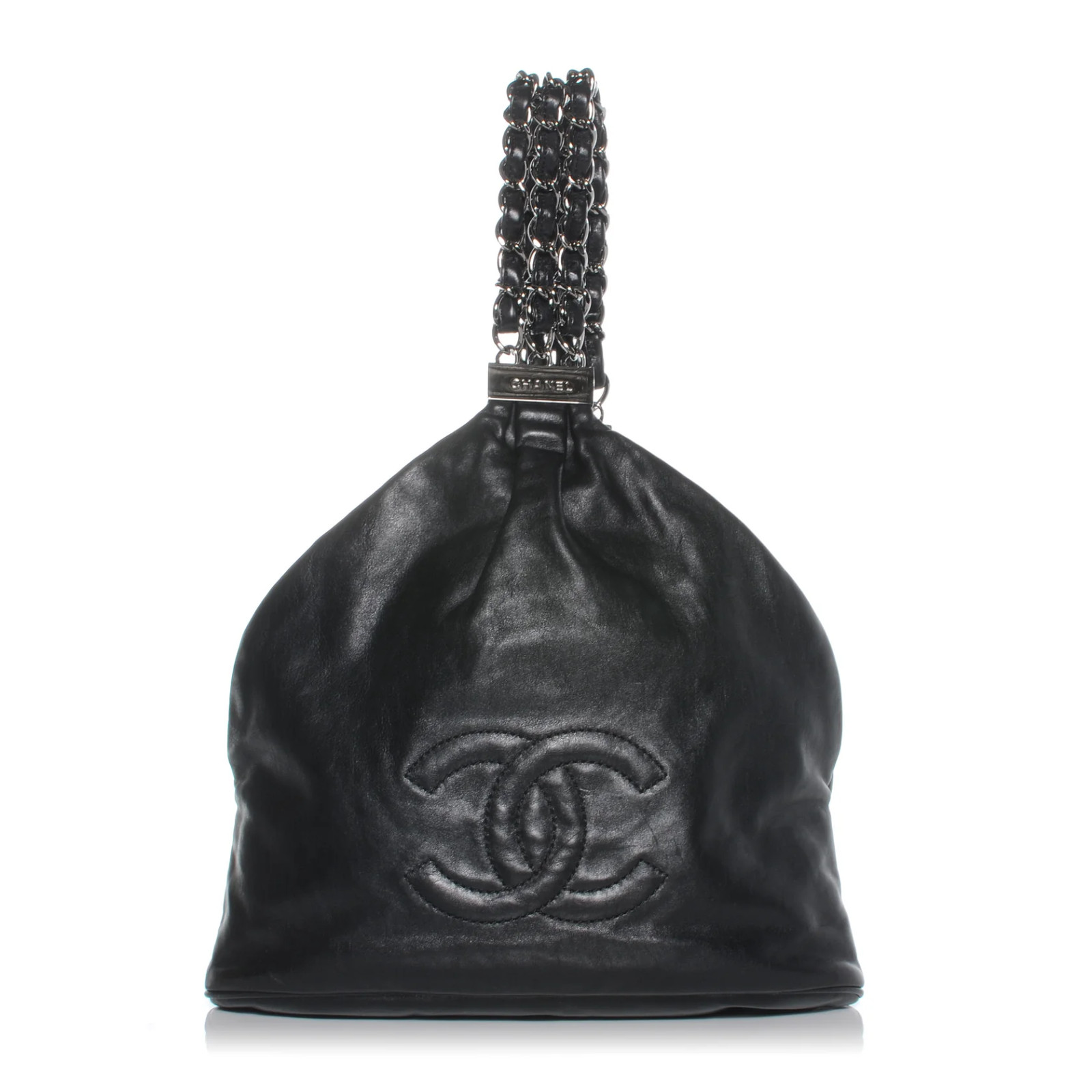 Authentic CHANEL RARE black mini rock & chain silver hardware bag Authentic CHANEL RARE black mini rock & chain silver hardware bag
