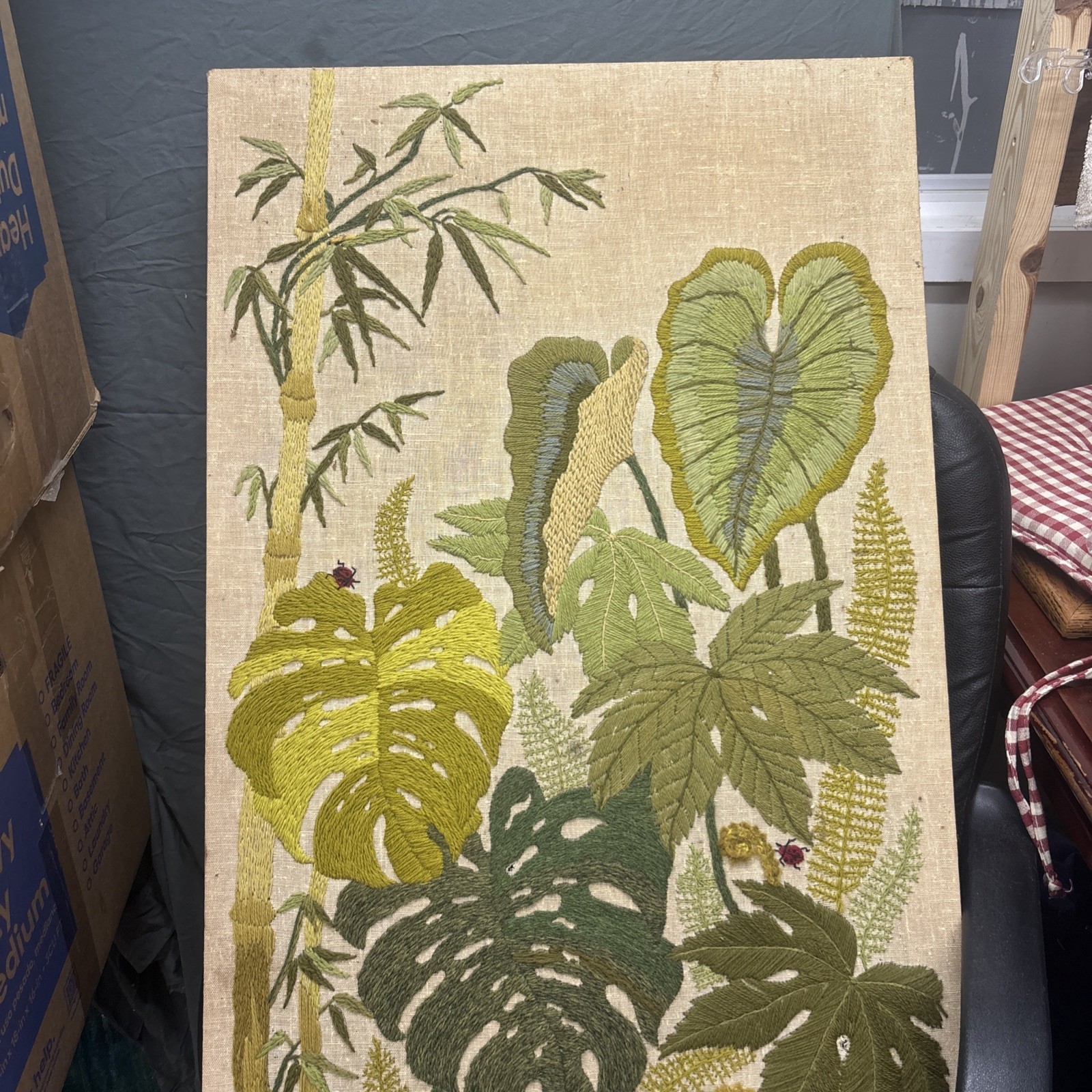 Vintage HTF Bucilla Verdant Garden Crewel Monstera Plants Ladybug Vintage HTF Bucilla Verdant Garden Crewel Monstera Plants Ladybug