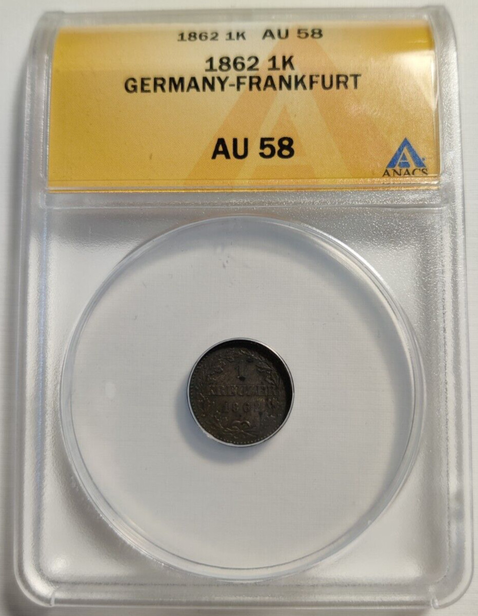 Germany-Frankfurt Am Main 1 Kreuzer 1862 AU58 ANACS silver 1B
