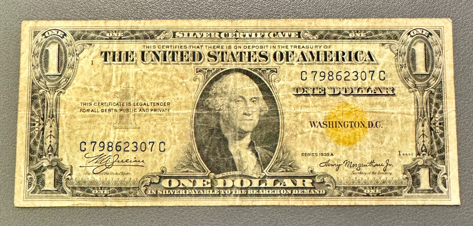 1935 A $1 Gold Seal North Africa Silver Certificate WWII Heavy Circulated 1935 A $1 Gold Seal North Africa Silver Certificate WWII Heavy Circulated