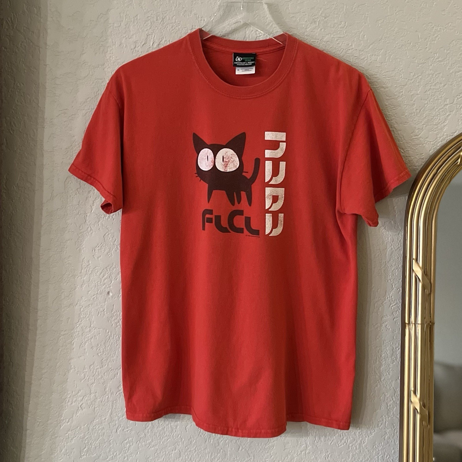 Vintage 90\'s FLCL Fooly Cooly Takkun Cat Anime Manga Red Shirt Size Medium