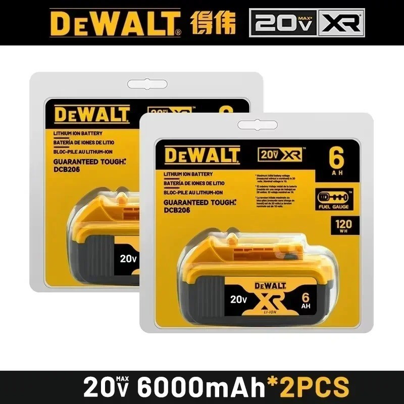 DEWALT DCB206 20V Max XR 2 Pack 6.0Ah Lithium-Ion Battery New In Pack Batteries DEWALT DCB206 20V Max XR 2 Pack 6.0Ah Lithium-Ion Battery New In Pack Batteries