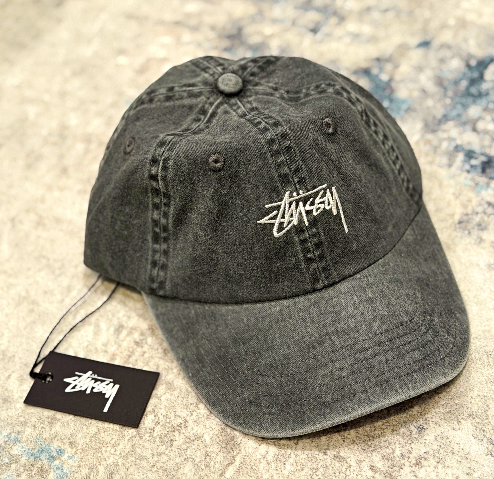 STUSSY AU Stock Low Pro Cap Washed  Grey Strapback OS, BNWT, 100% Authentic 