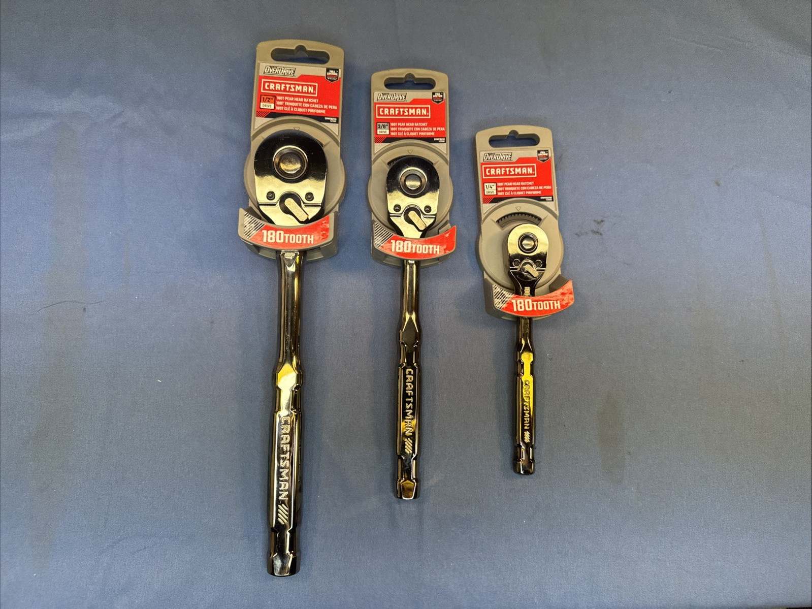 New Craftsman 3pc 180 Tooth Overdrive Ratchet Set 1/2 New Craftsman 3pc 180 Tooth Overdrive Ratchet Set 1/2