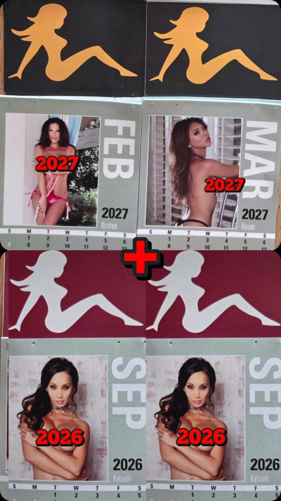 2027 x 2 + 2026 x 2 GIRLS mini CALENDAR   4 PACK  13 MONTH GREAT FOR TRUCKERS