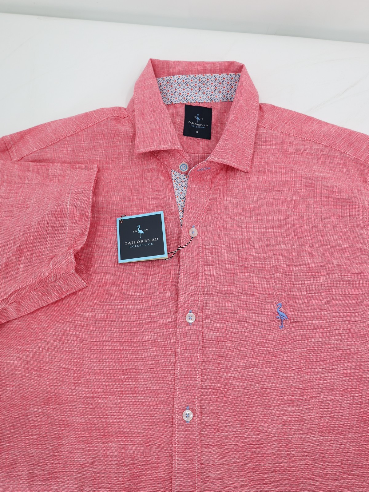 NWT Tailorbyrd Shirt Mens Medium Cotton Short Sleeve Button Up Stretch Pink NWT Tailorbyrd Shirt Mens Medium Cotton Short Sleeve Button Up Stretch Pink