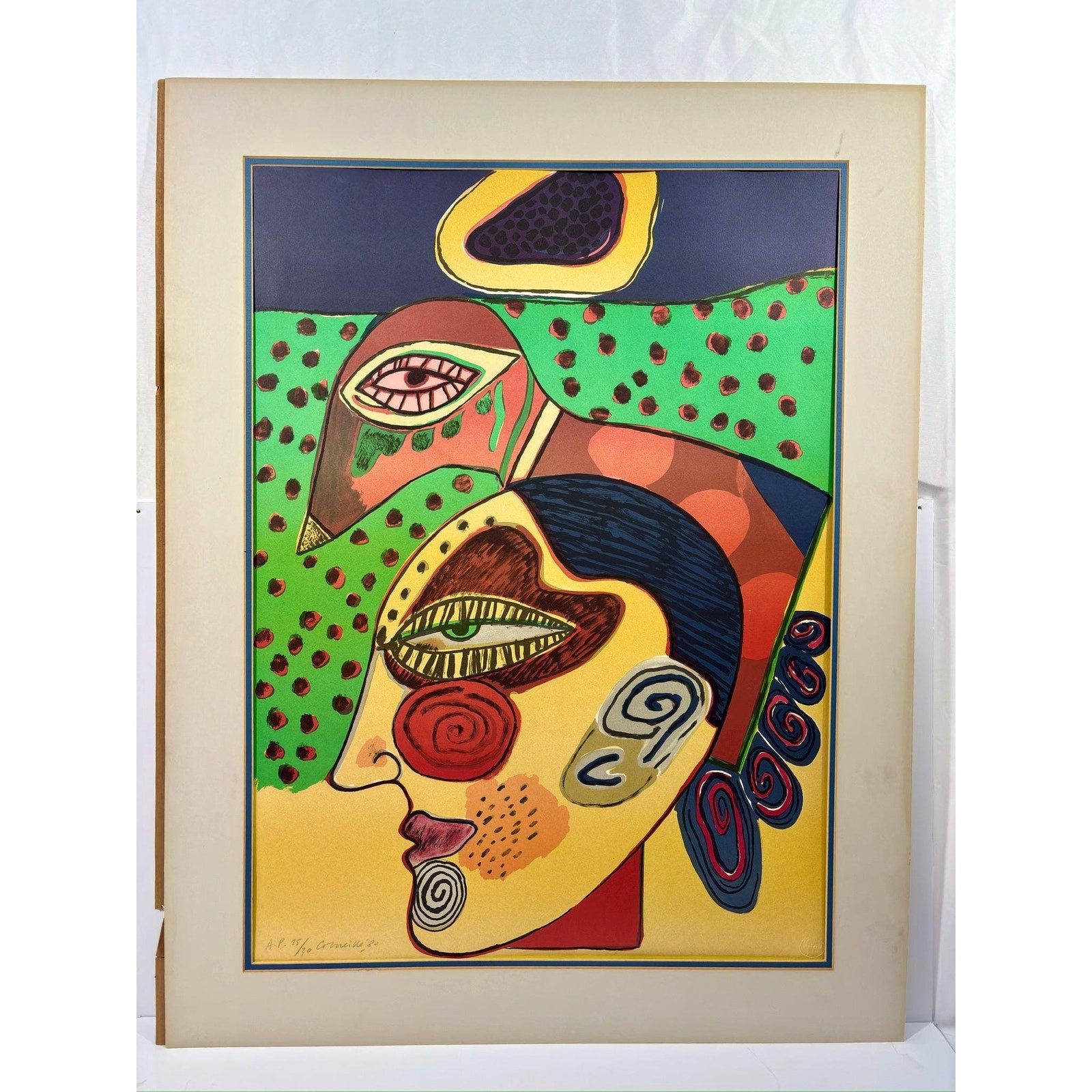 Corneille Lithograph – Tête de Femme et Oiseau Pensif, CoBrA Art (Artist Proof)