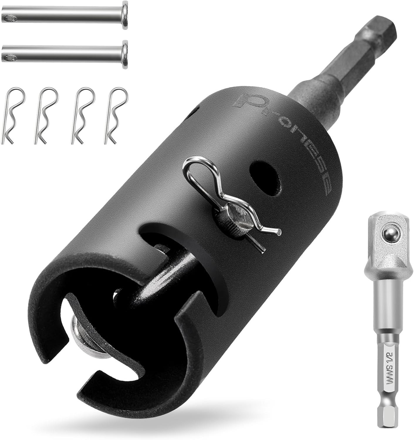 Pronese 1 Inch Trailer Jack Drill Adapter with Two 1/2 Socket Black Pronese 1 Inch Trailer Jack Drill Adapter with Two 1/2 Socket Black
