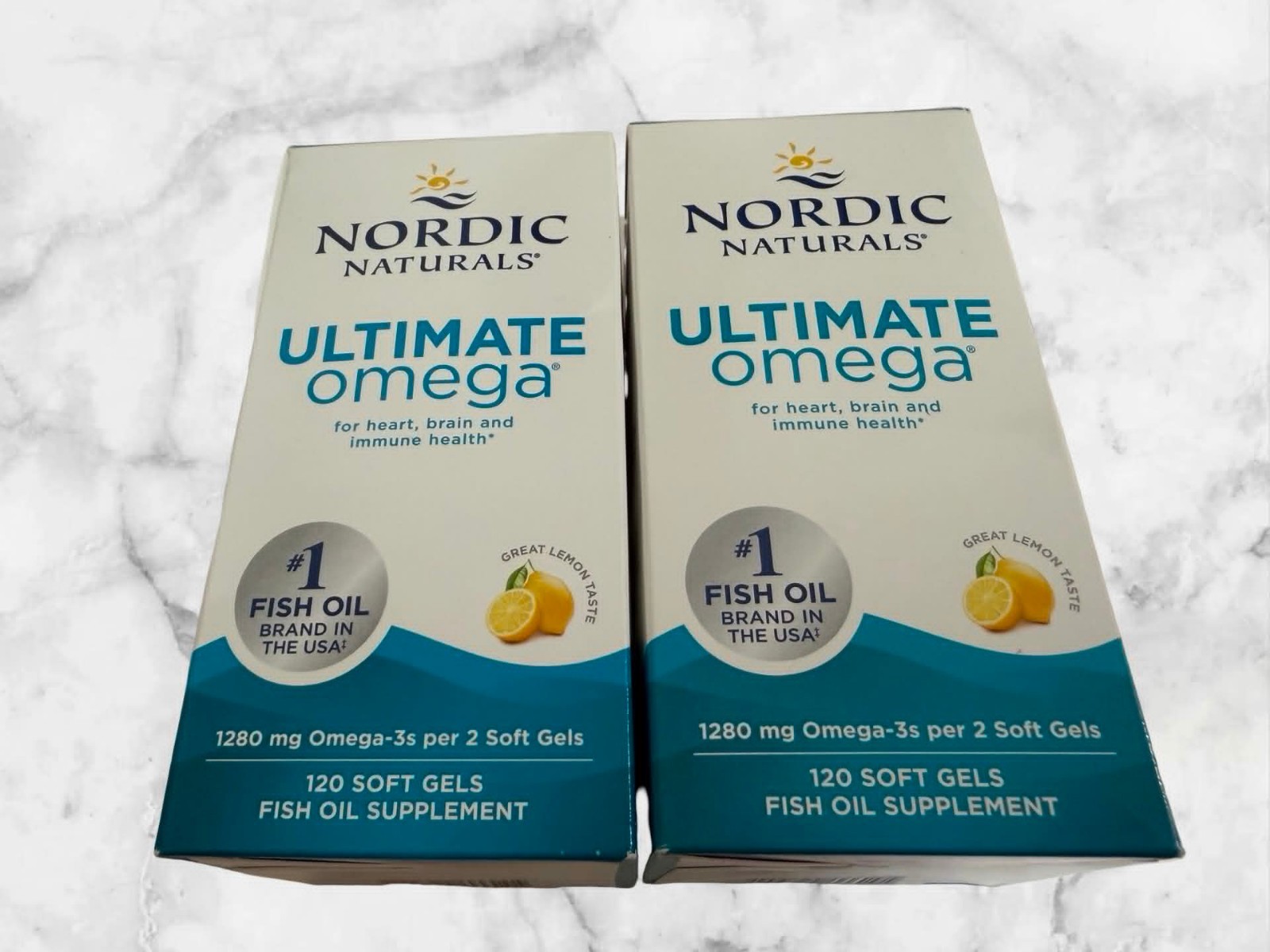 FOR 2 Nordic Naturals Ultimate Omega Lemon 1280mg Softgels 120ct EXP2027+ NEW FOR 2 Nordic Naturals Ultimate Omega Lemon 1280mg Softgels 120ct EXP2027+ NEW