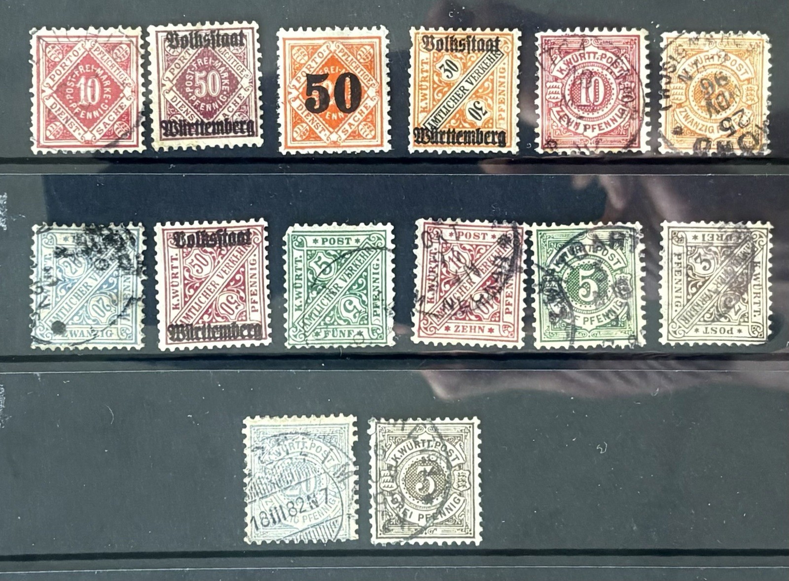 German States, Wurttemberg:  Late 1800's Group of 14, City cancels.  #09-09222