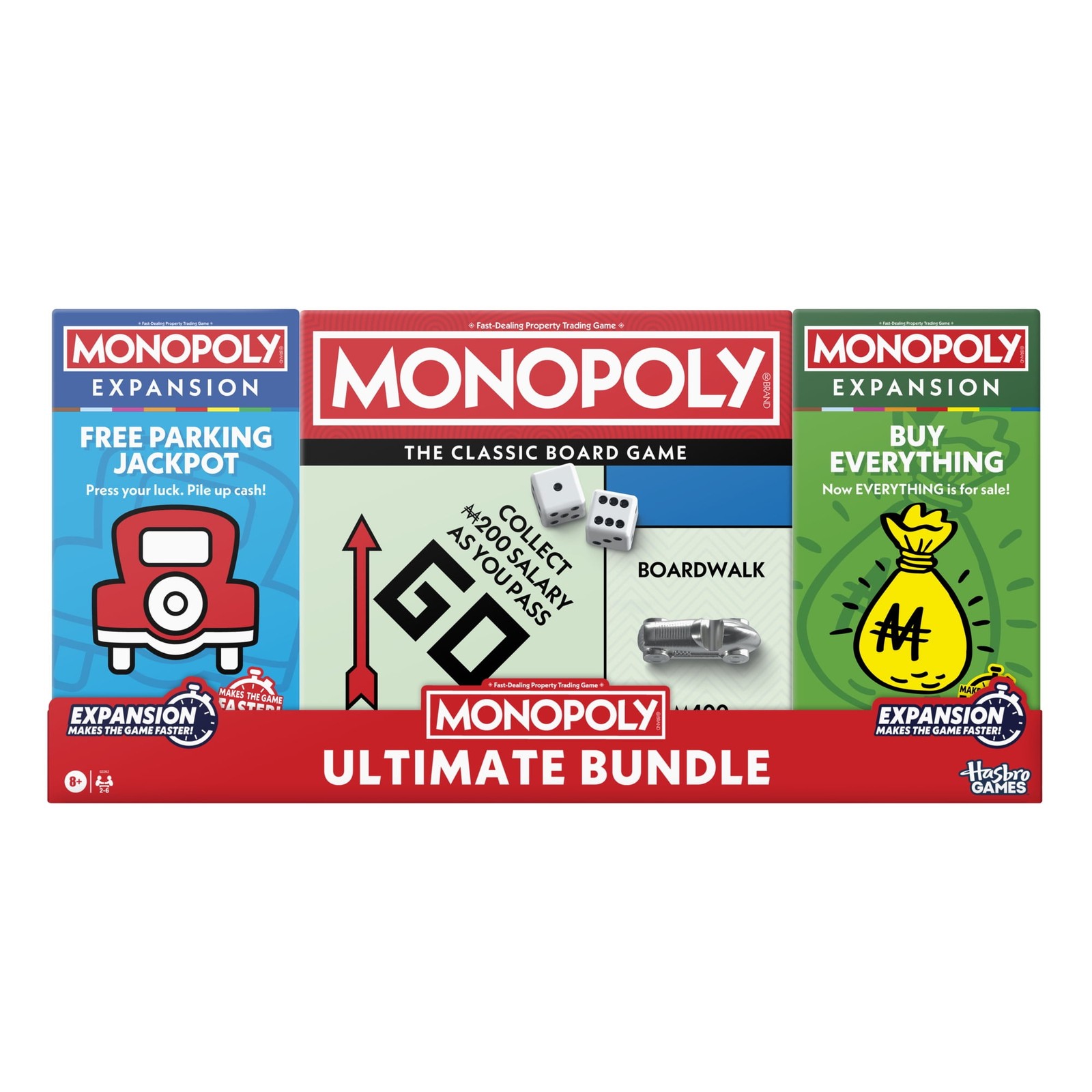Hasbro Monopoly Ultimate Bundle, Classic Game with Free Parking Jackpot and Buy