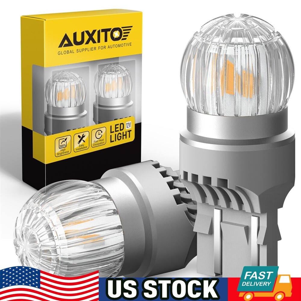2pc AUXITO Yellow 7443 7440 LED DRL Turn Signal Parking Light Corner Bulbs Amber