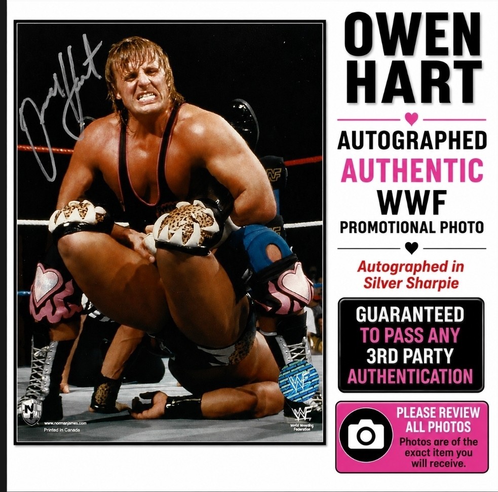 Owen Hart Autographed Signed Authentic WWF Promotional Photo Silver Sharpie Rare