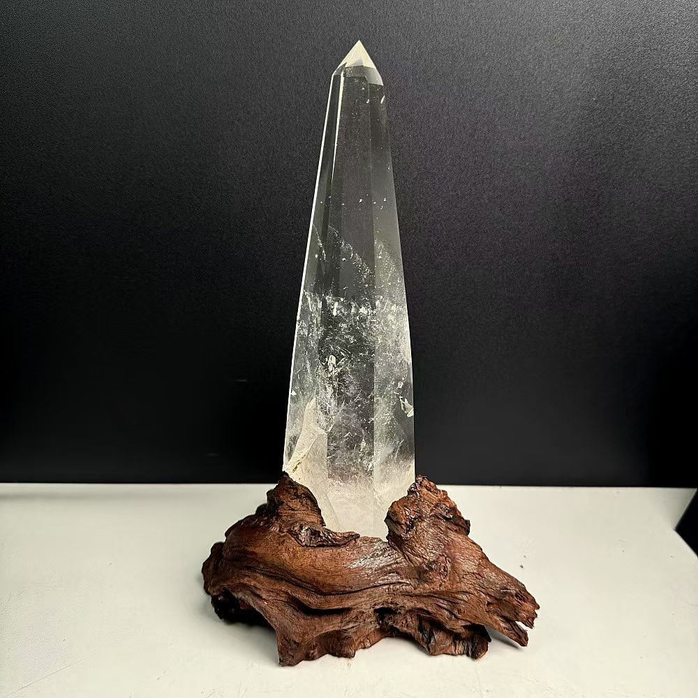 2.42lb Rare TOP Natural Clear Quartz Crystal Mineral specimens Reiki Decor+stand