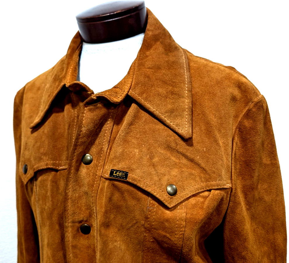 LEE Storm Rider Men\'s Vtg 50s Tobacco Western HEAVY SUEDE Jacket Coat USA XL*