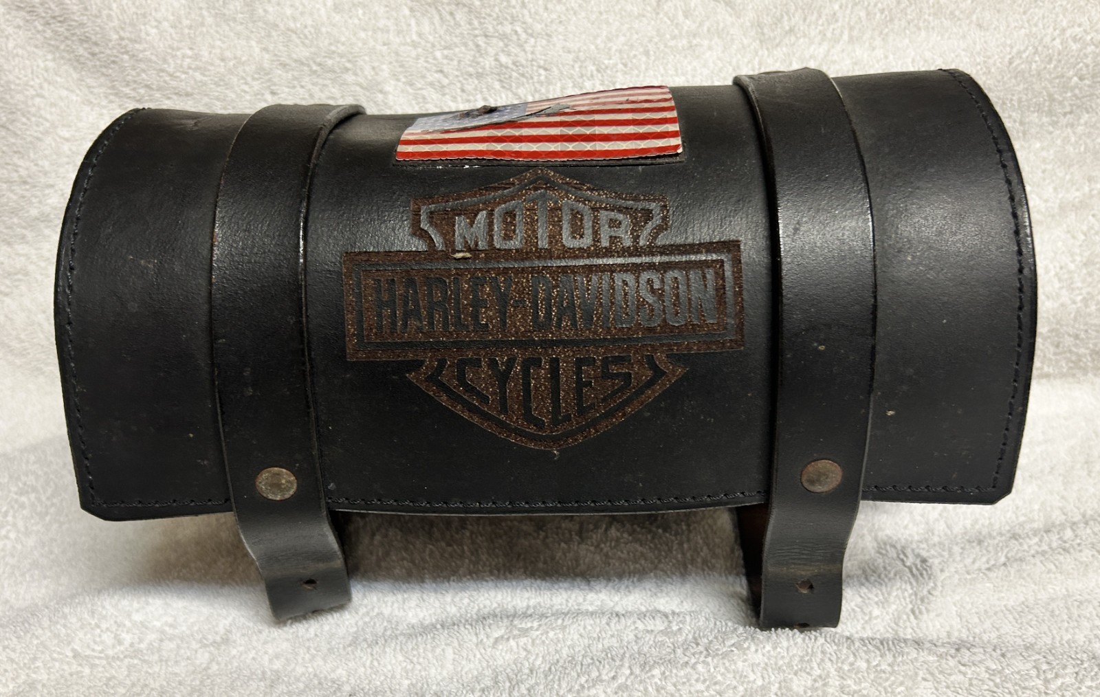 Harley Davidson Black Leather Tube Bag