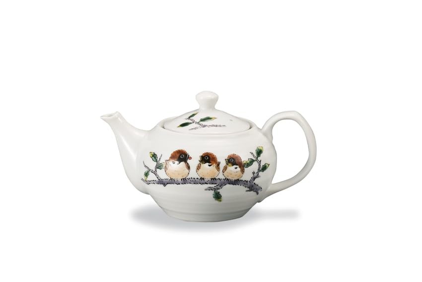 Marusan Miyamoto Kutani Ware Teapot With Sparrow Design And Tea Strainer Ap8-04_