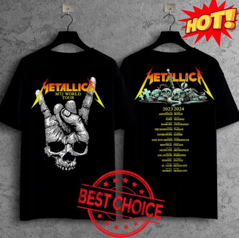 SALE Metallica Band Metal Tour 2023 2024 M72 Tour Music Event T-Shirt
