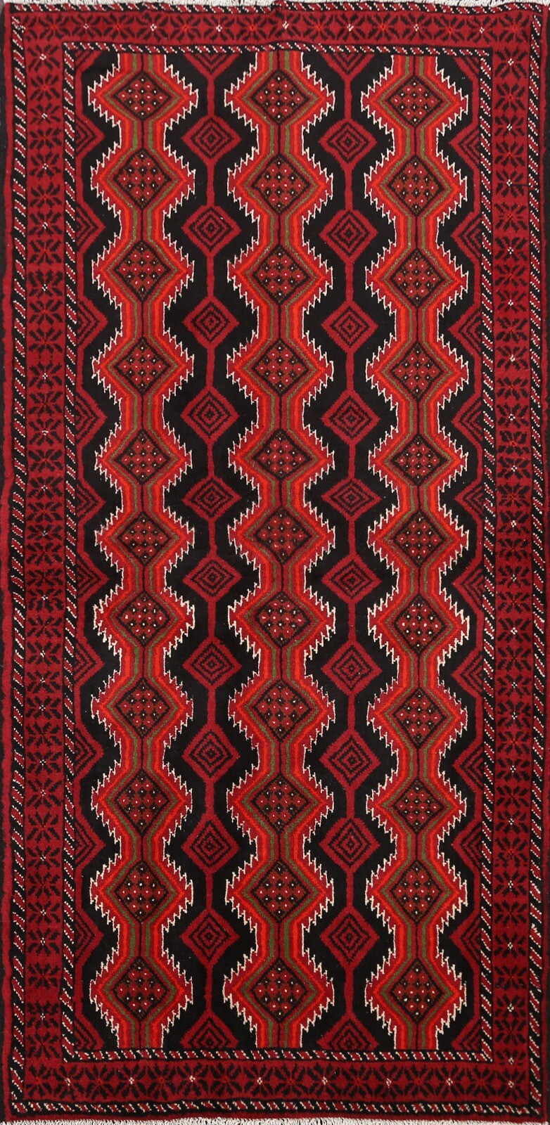 Geometric Traditional Balouch Tribal Handmade Area Rug Wool Oriental Carpet 3x6