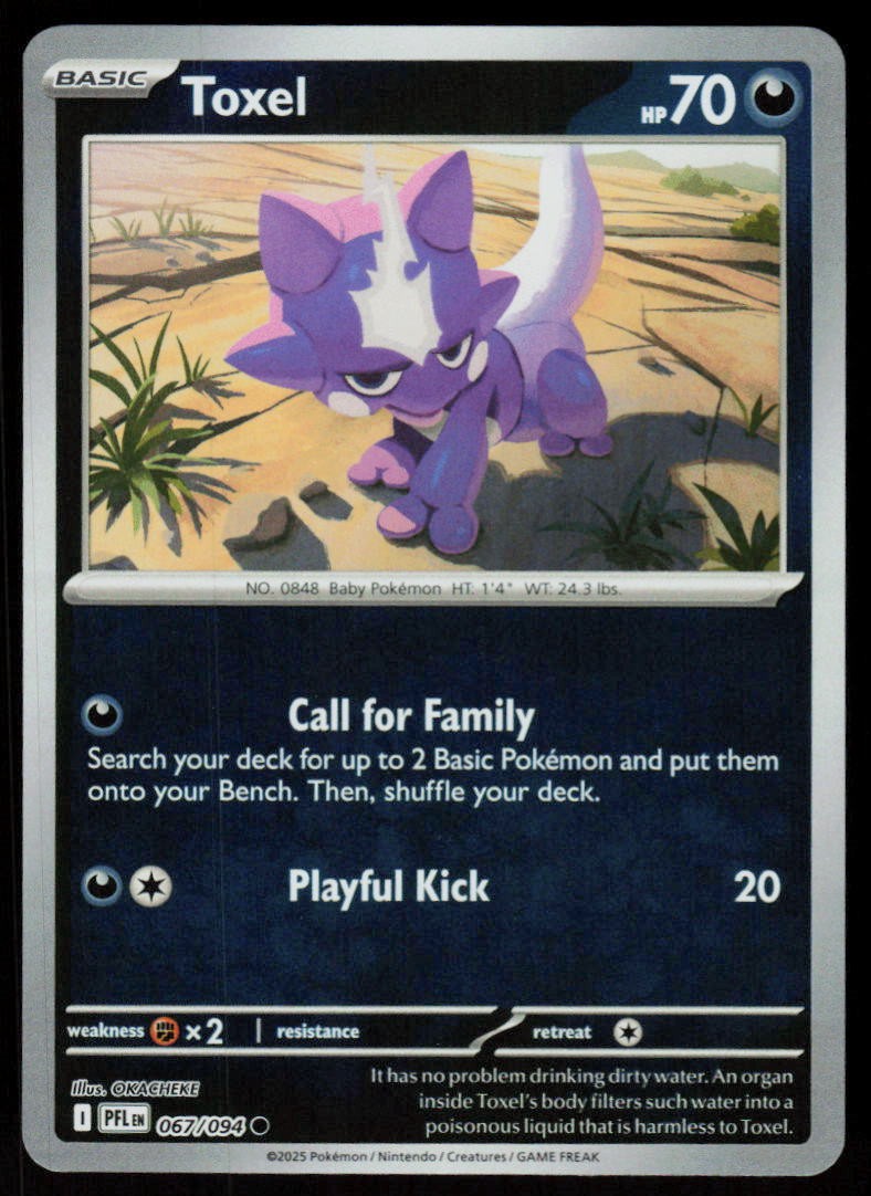 Toxel 067/094 Common Phantasmal Flames Pokemon Reverse Holo Near Mint