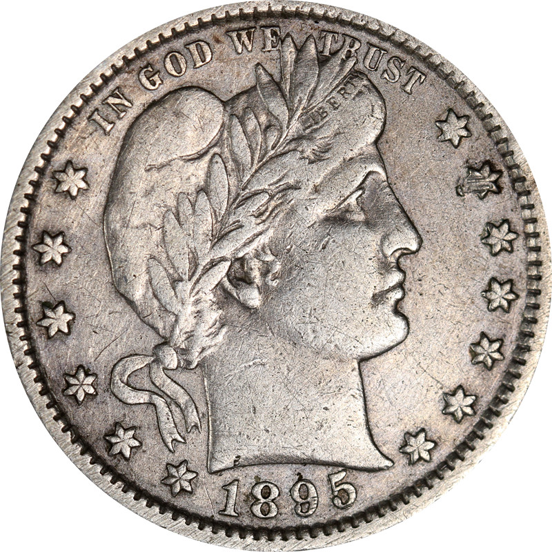 1895-S Barber Quarter - Cleaned