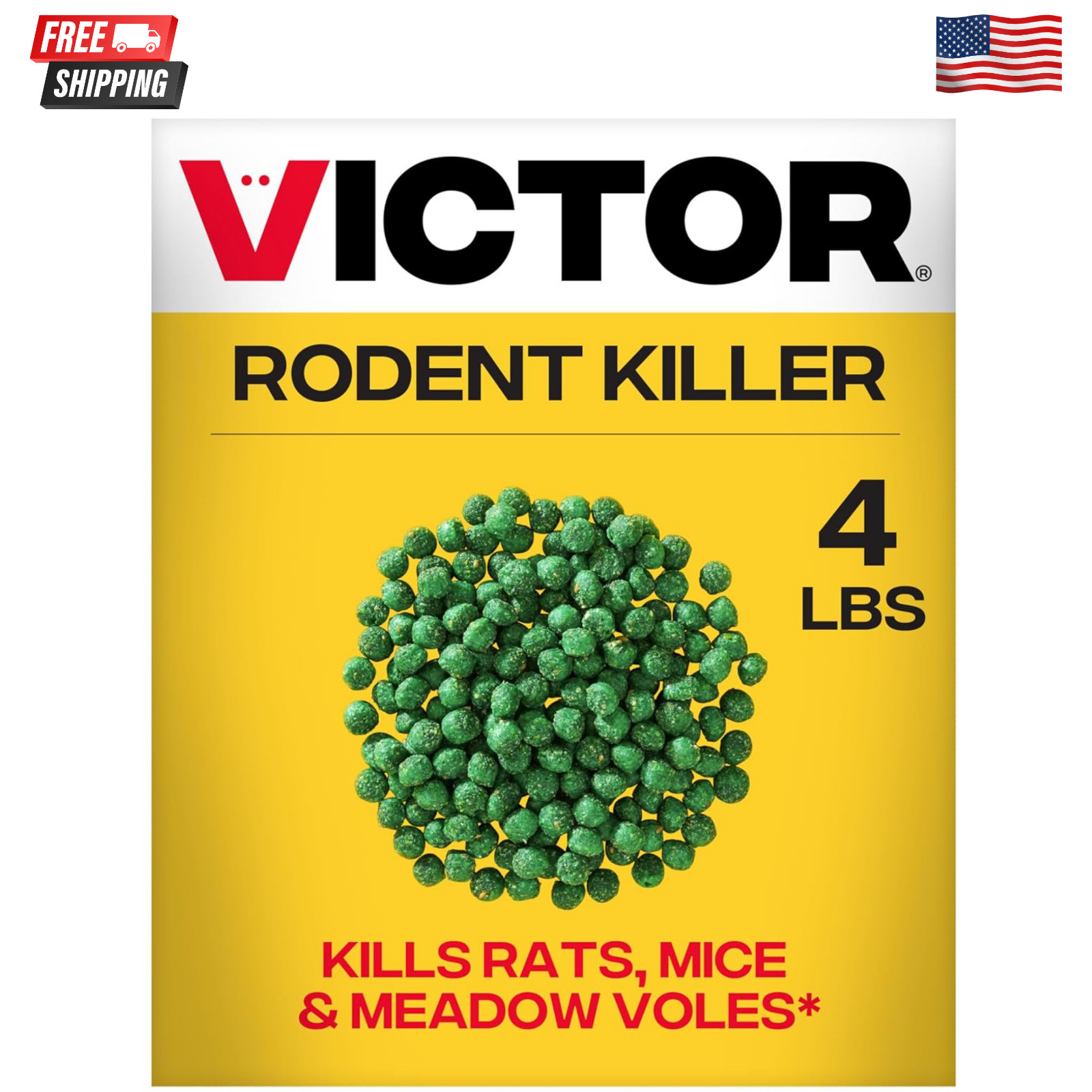 Victor Rat Poisoning for Inside & Outside Use - Kills Rats, Mice, 4 lb, No CA