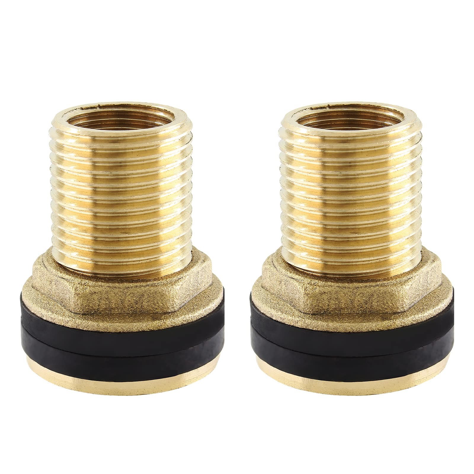 Rierdge 2 Pcs Brass Bulkhead Fitting, 3/8\ Rierdge 2 Pcs Brass Bulkhead Fitting, 3/8\