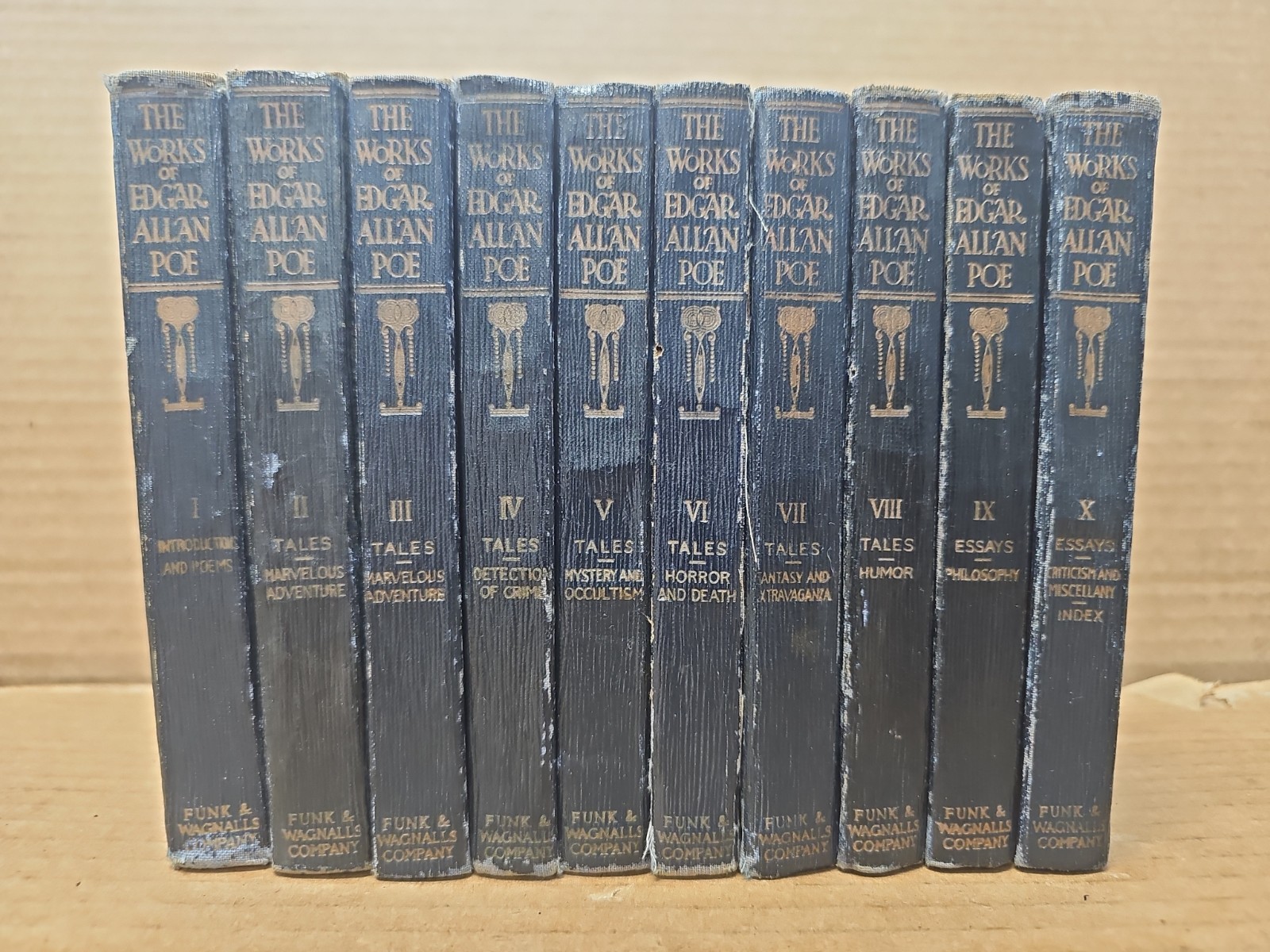 1904 The Works Of Edgar Allen Poe Complete 10 vol Set Funk & Wagnalls 