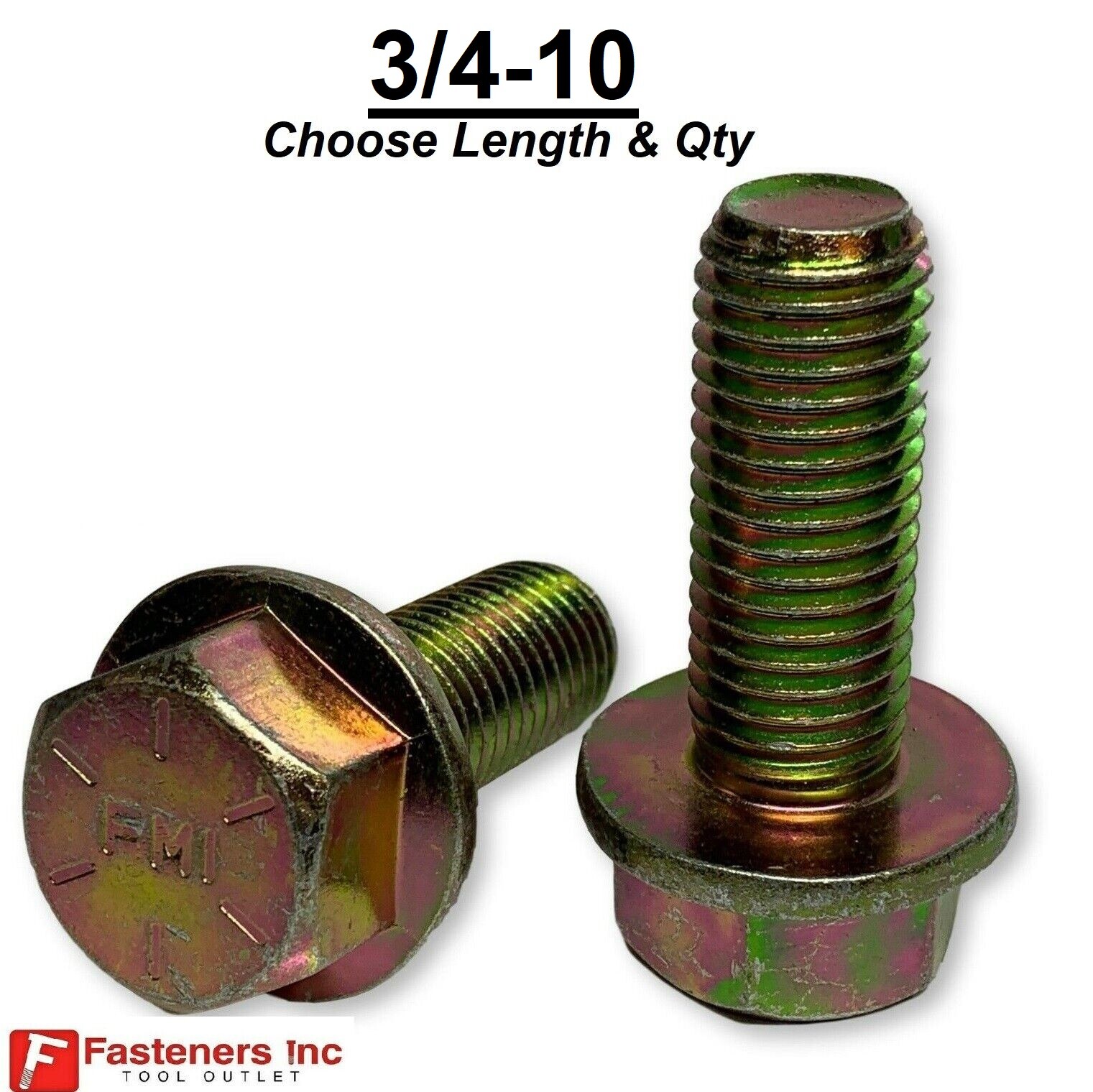 3/4-10 Grade 8 Flange Frame Bolt Yellow Zinc Plated (All Sizes & Qty\'s) 3/4\