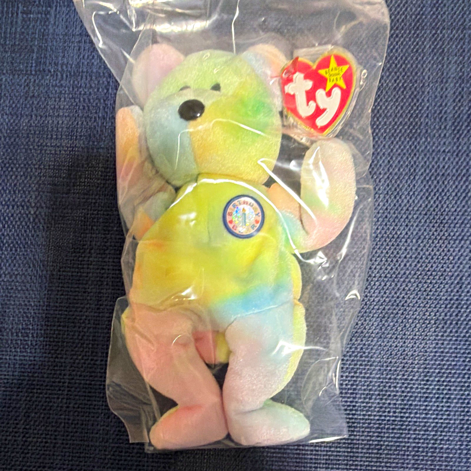 Ty Beanie Babies Pastel Tie-Dye Teddy Bear Sealed Bag Vintage 1999