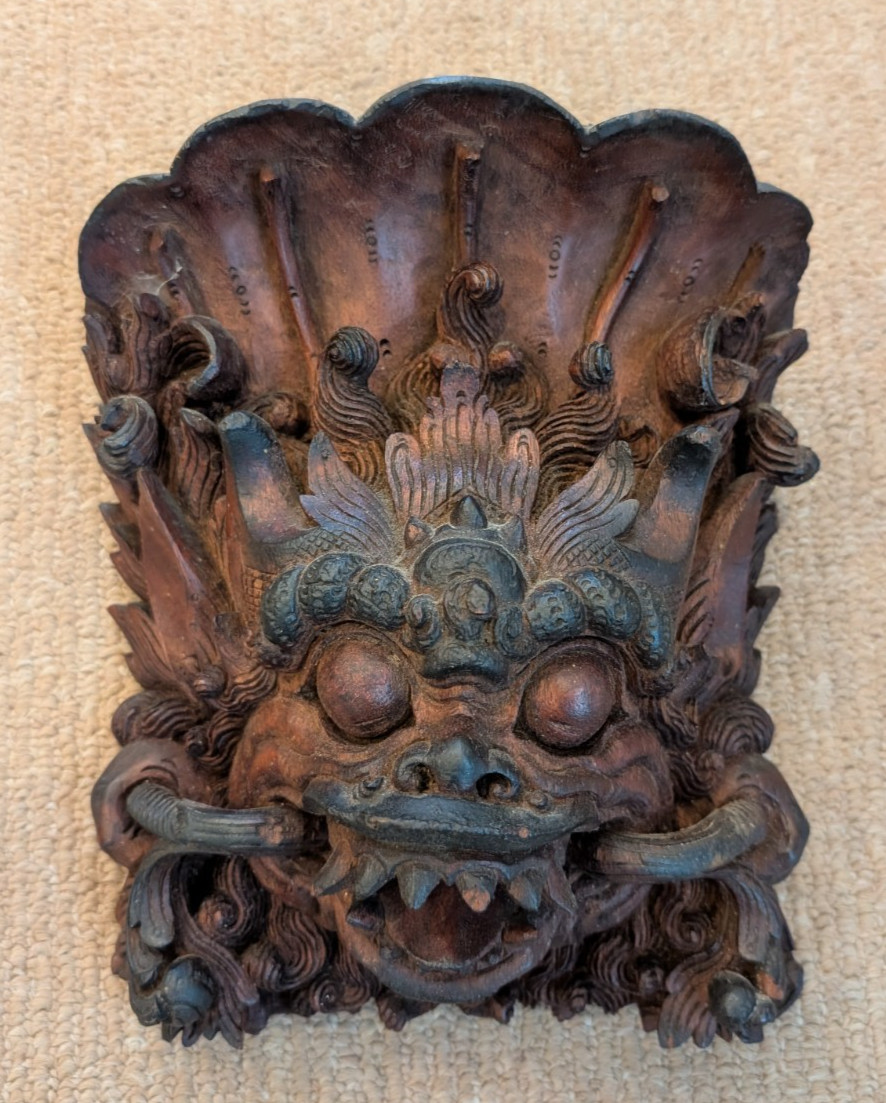 Antique Balinese Tribal Mask Wood Carving Bali Indonesian Asian Tropical Antique Balinese Tribal Mask Wood Carving Bali Indonesian Asian Tropical