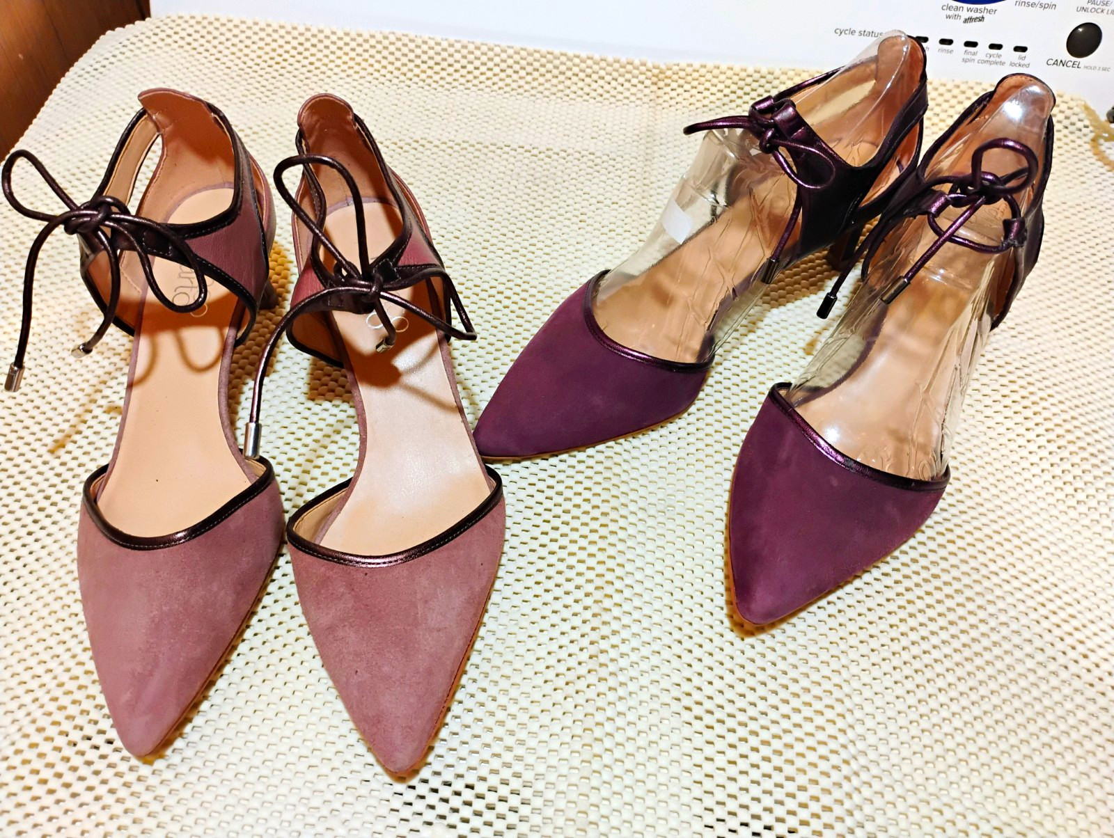 2 Pair - Franco Sarto Purple Suede D\'Orsay Lace-Up Strappy Pointed Toe Heel US 8 2 Pair - Franco Sarto Purple Suede D\'Orsay Lace-Up Strappy Pointed Toe Heel US 8