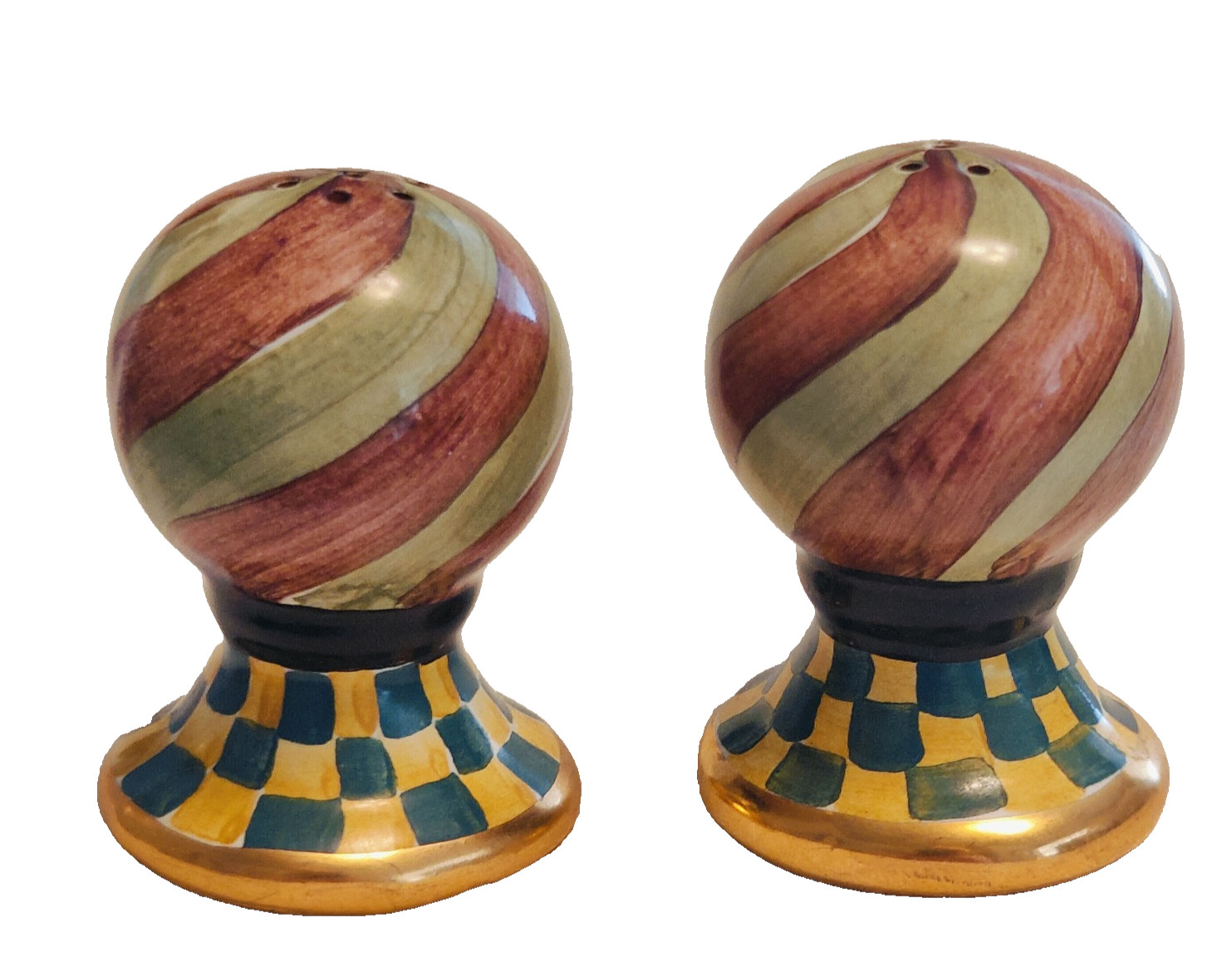 MacKENZIE-CHILDS Palm Devon Torquay Salt and Pepper Shaker Set Retired & Signed