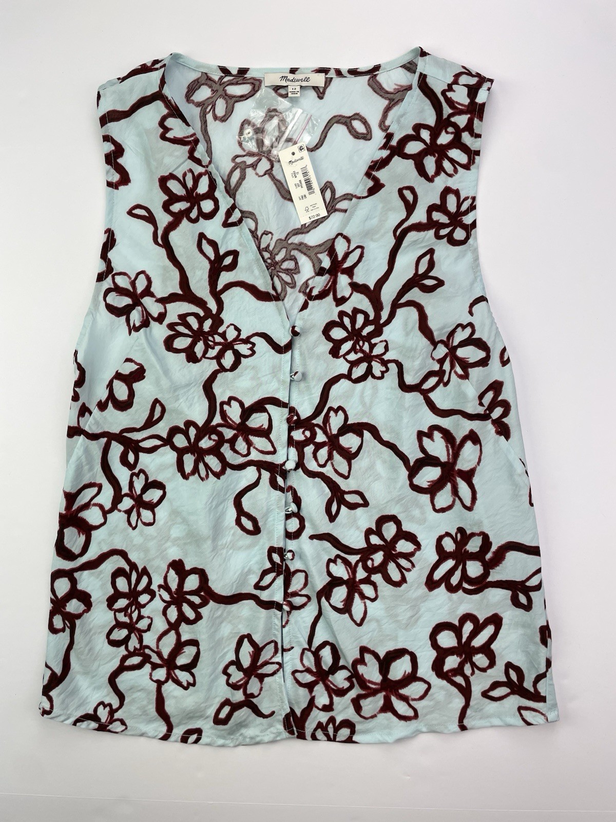 NWT Madewell Sleeveless Cutaway V Neck Top Boho Viscose Floral Size 12 NWT Madewell Sleeveless Cutaway V Neck Top Boho Viscose Floral Size 12