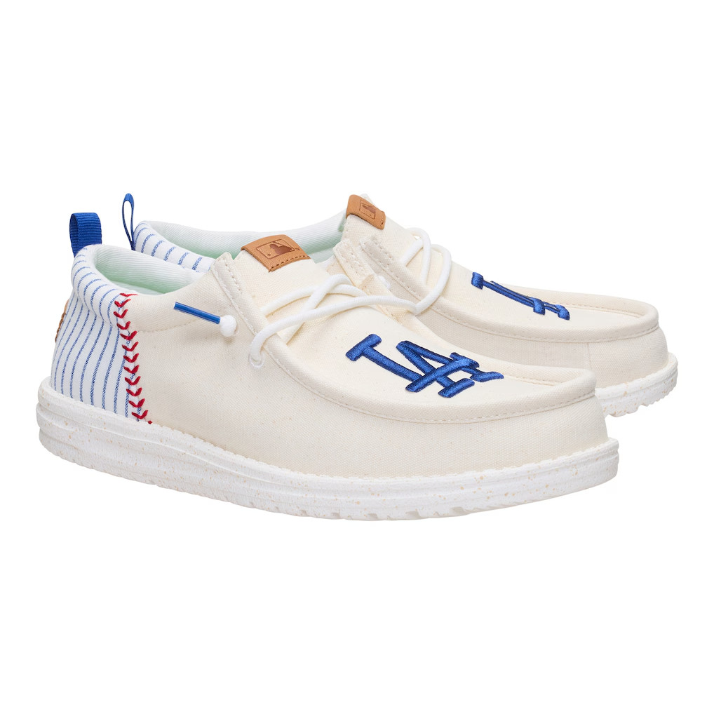 [BIG SALE] Los Angeles Dodgers HEYDUDE Wally Slip-On Shoes White