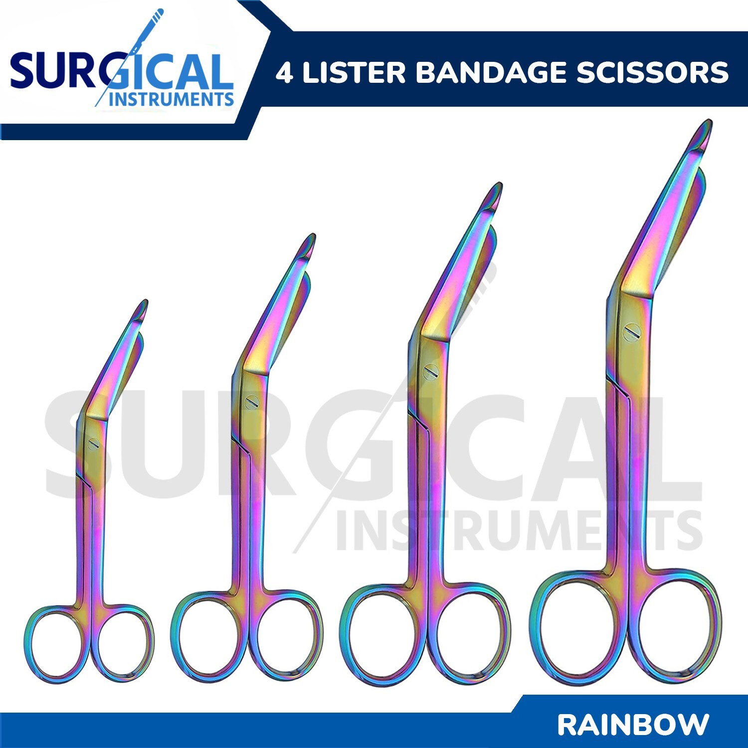 4 Rainbow Lister Bandage Scissors 3.5\