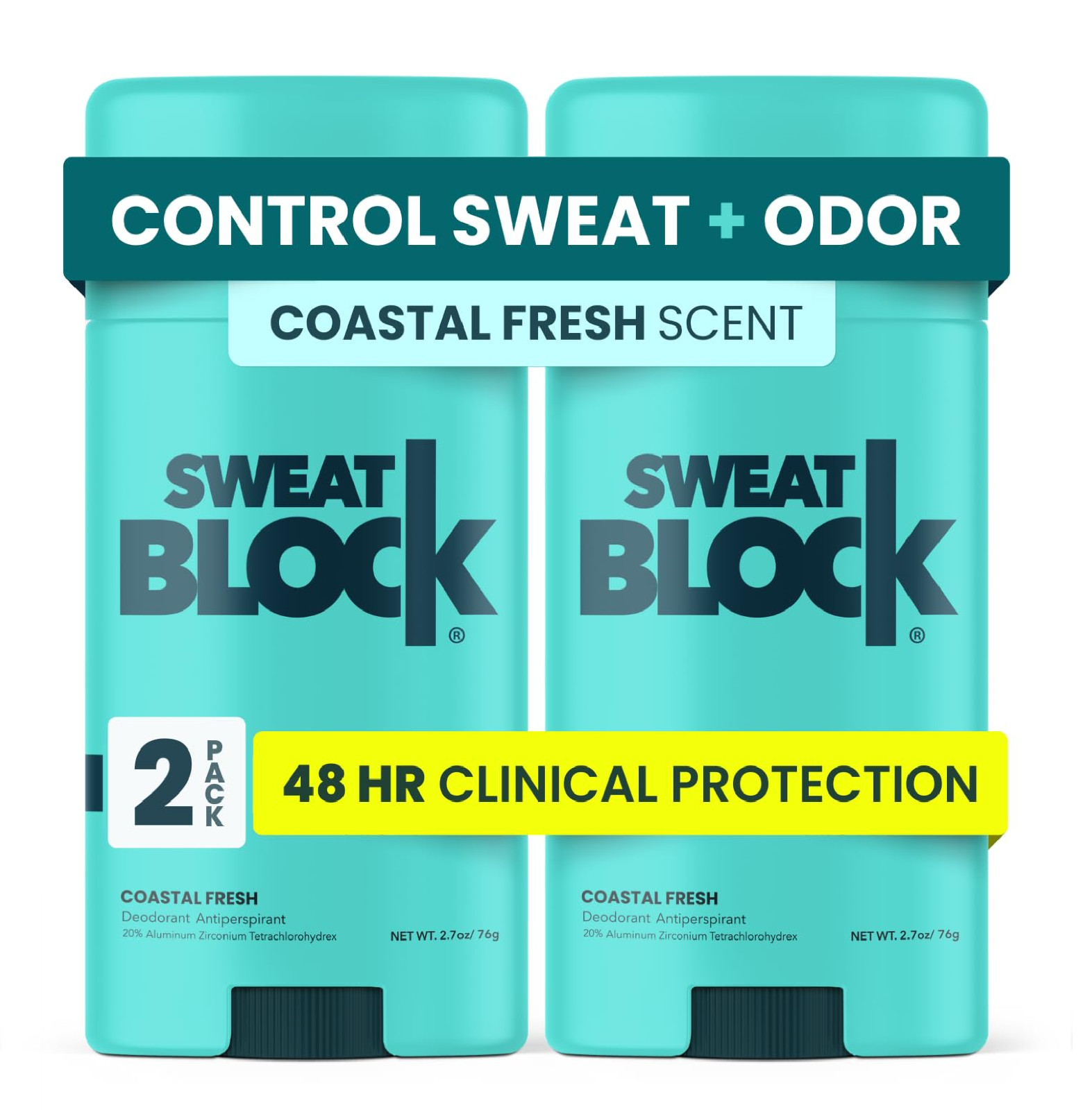 SweatBlock Clinical Strength Deodorant and Antiperspirant for Men and Women Coas