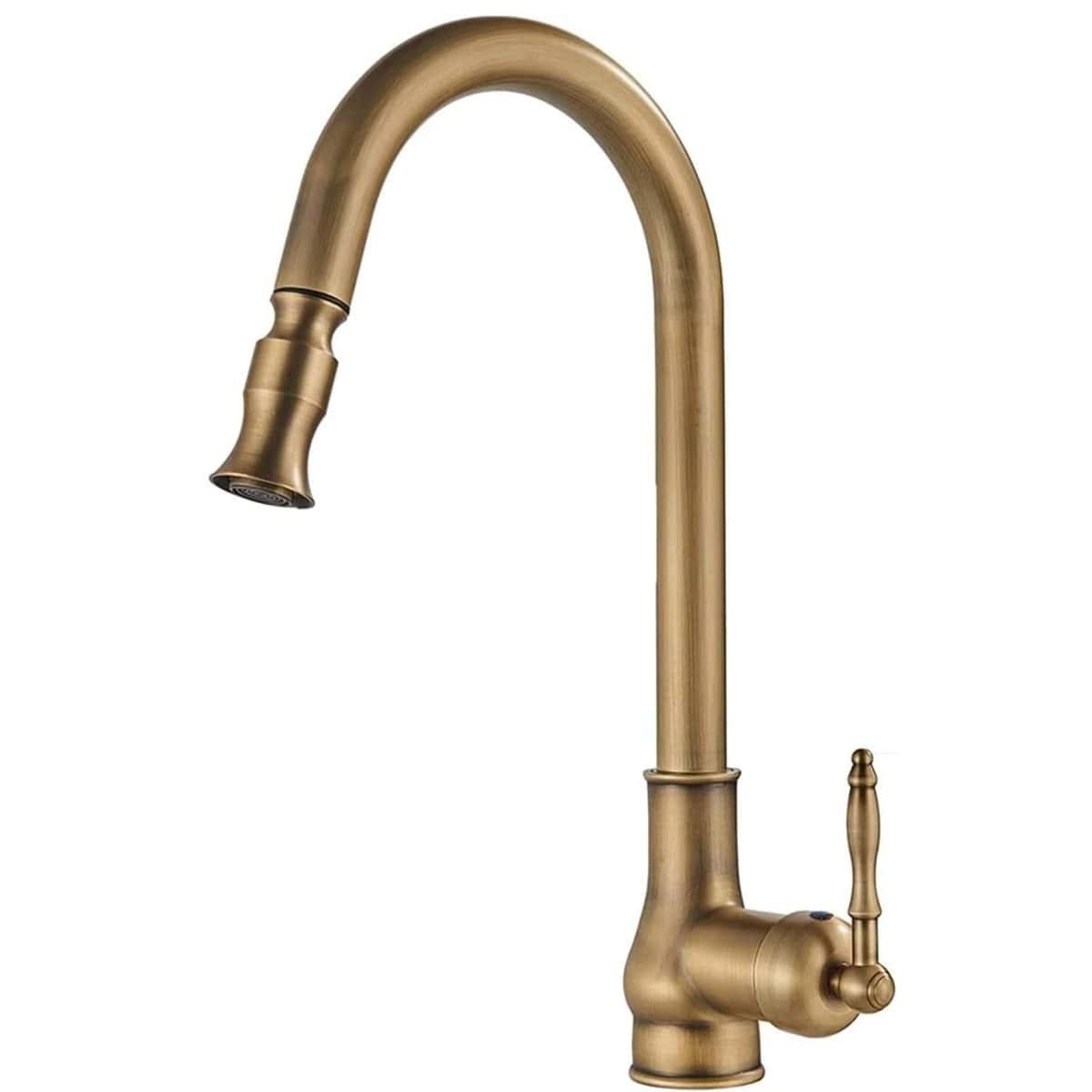 Antique Brass Pull Down Kitchen Faucet Single Handle Hot Cold Mixer Tap Antique Brass Pull Down Kitchen Faucet Single Handle Hot Cold Mixer Tap