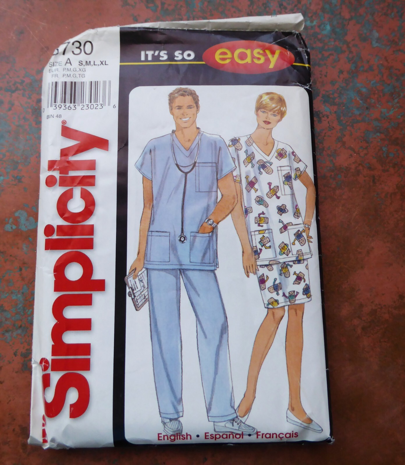 Simplicity 3730 Scrubs Medical Uniform Unisex Pattern Shirt Pants Skirt S-XL