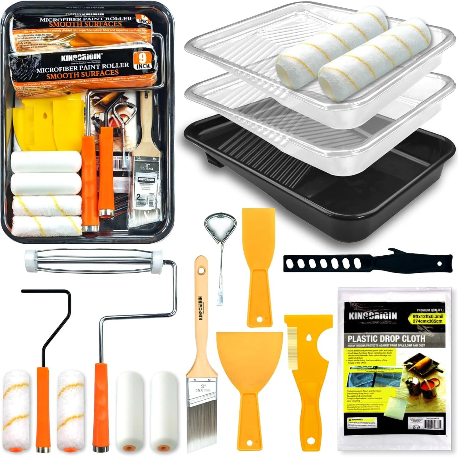 King Origin 18 Pcs Paint Roller Kit - 9\