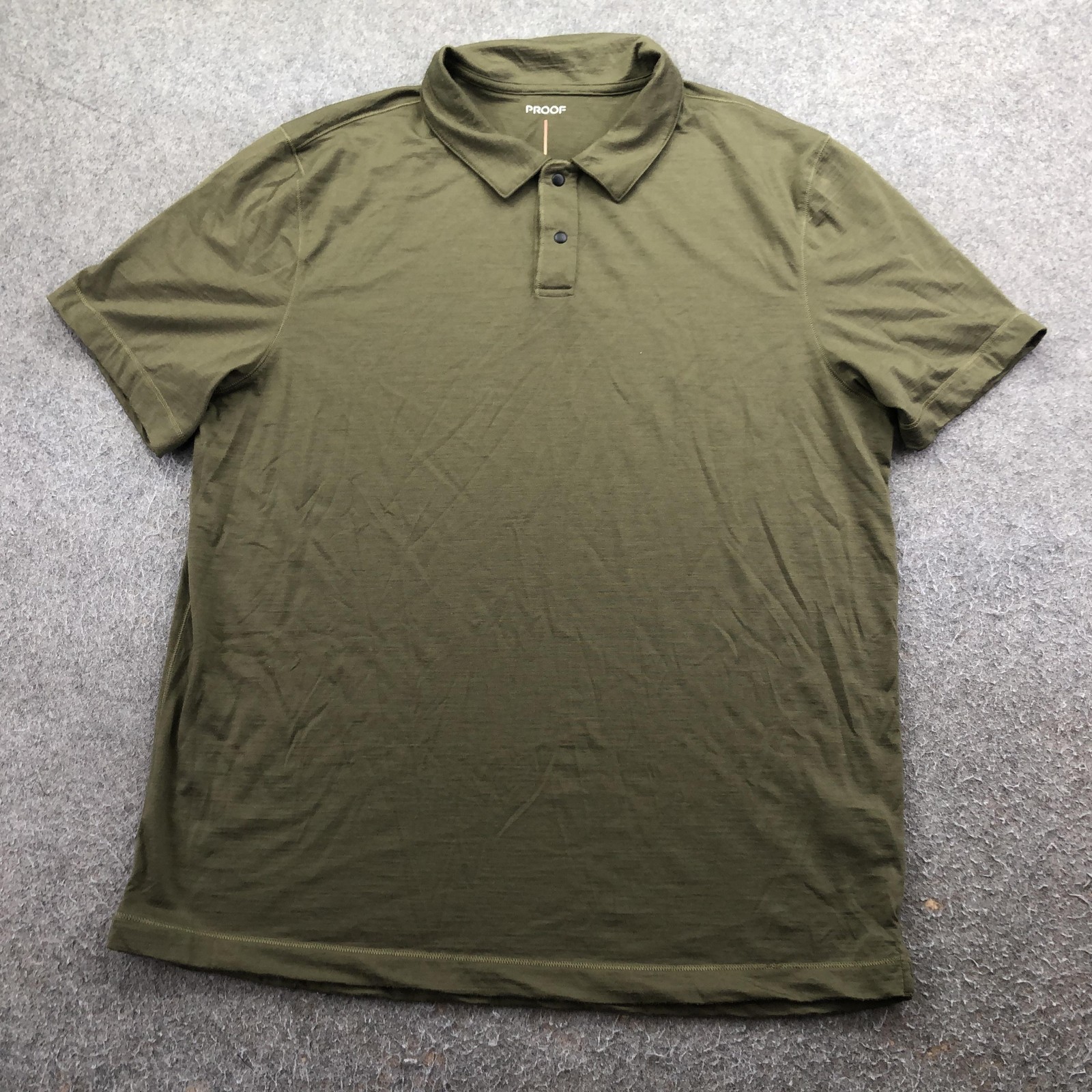 Proof Polo Shirt Mens XL Green Solid Merino Wool Nylon Jersey Knit Casual
