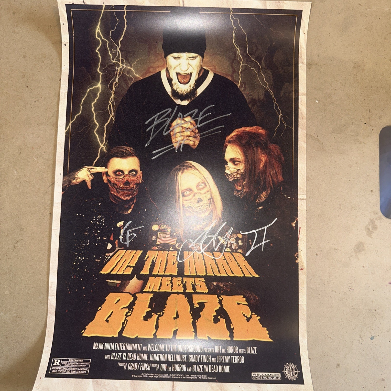 Blaze Ya Dead Homie Autographed 11x17 Poster Oh The Horror Twiztid Signed