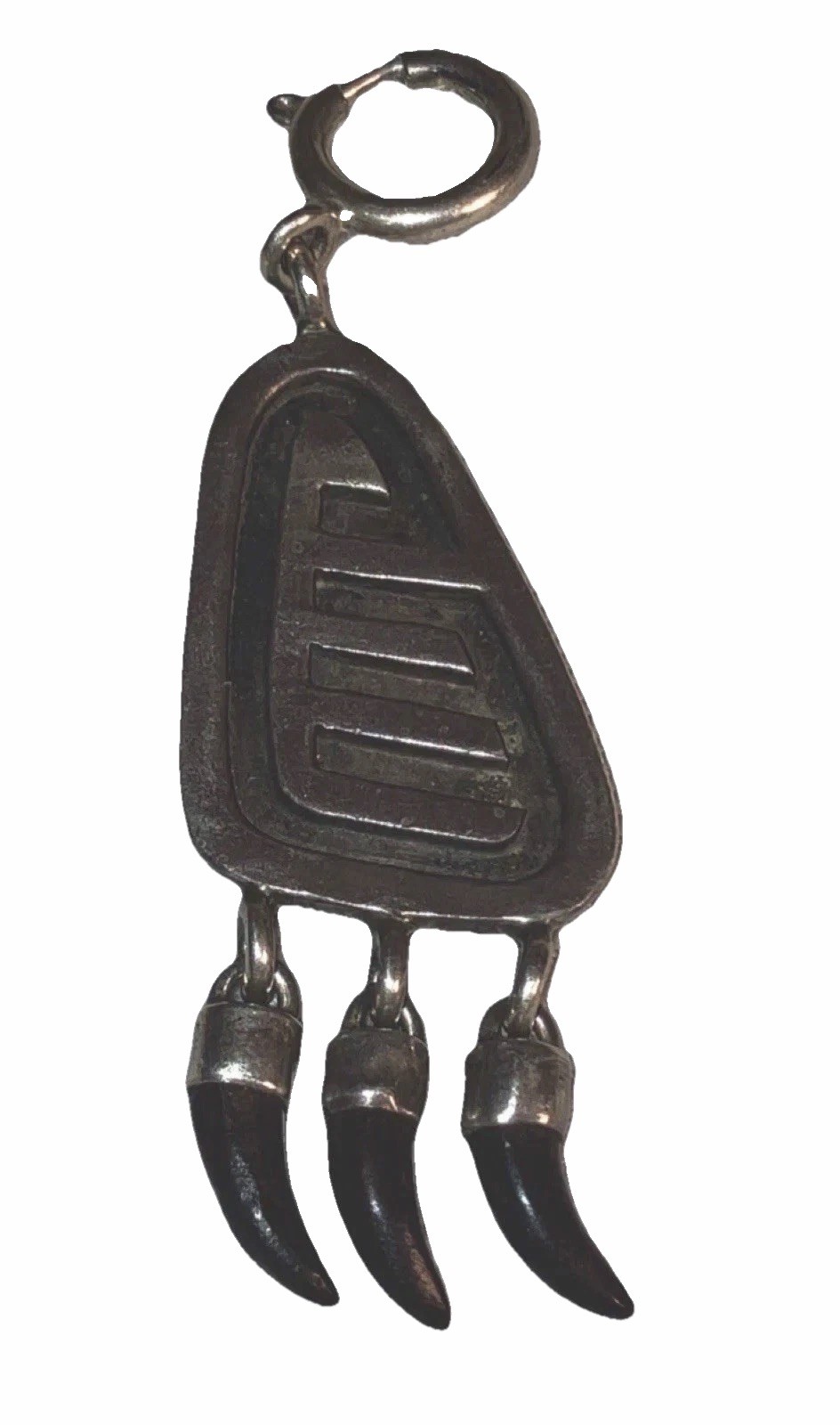 Hopi Overlay Pendant 925 Silver authentic Three Bird Talons Signed DL