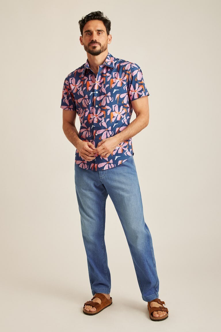 Bonobos Riviera Short Sleeve Men\'s Shirt Buttondown Printed Slim Fit M 287348