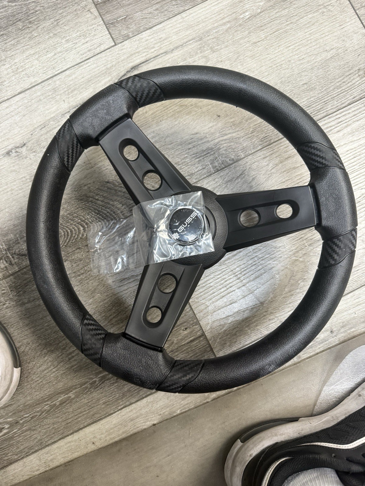 Gussi Italia® Lugana Black Steering Wheel For All EZGO TXT / RXV Models Gussi Italia® Lugana Black Steering Wheel For All EZGO TXT / RXV Models