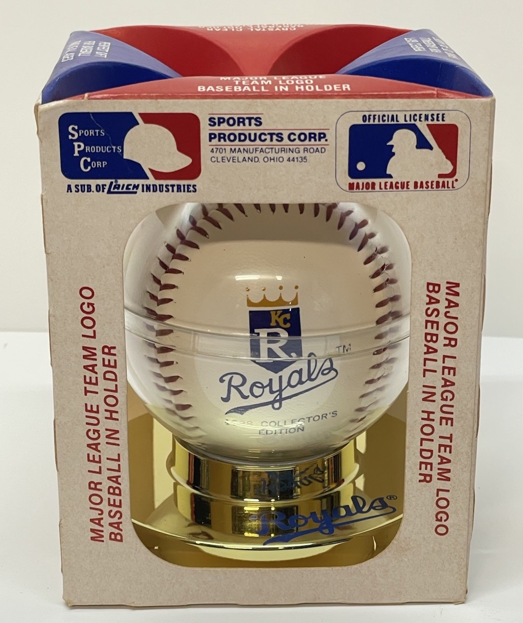 Vtg 1988 Kansas City Royals Commemorative Baseball in Display Case w/Box Brett